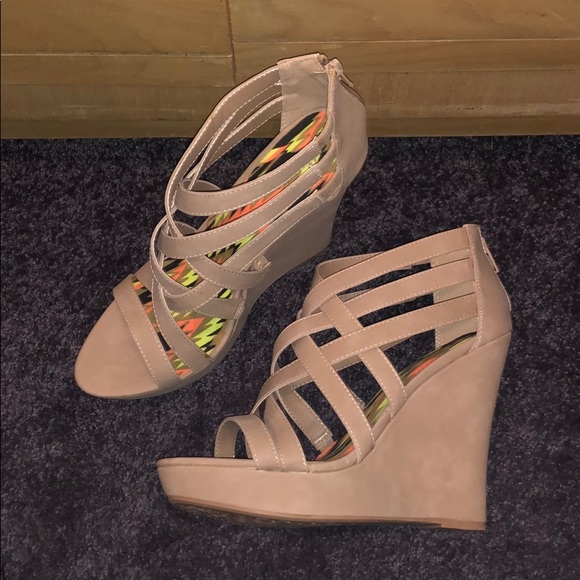 Charlotte Russe Nude Strappy Wedges - Picture 2 of 2